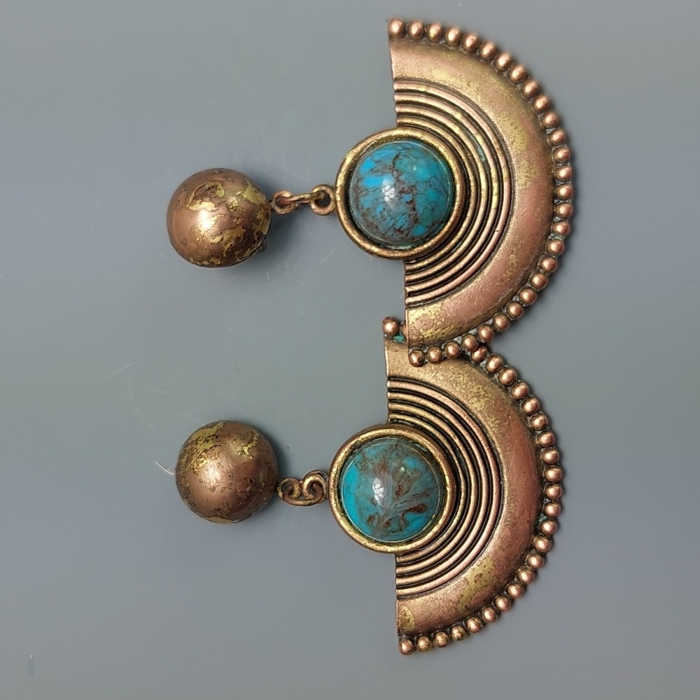 Vintage Egyptian style bronze dangle earrings